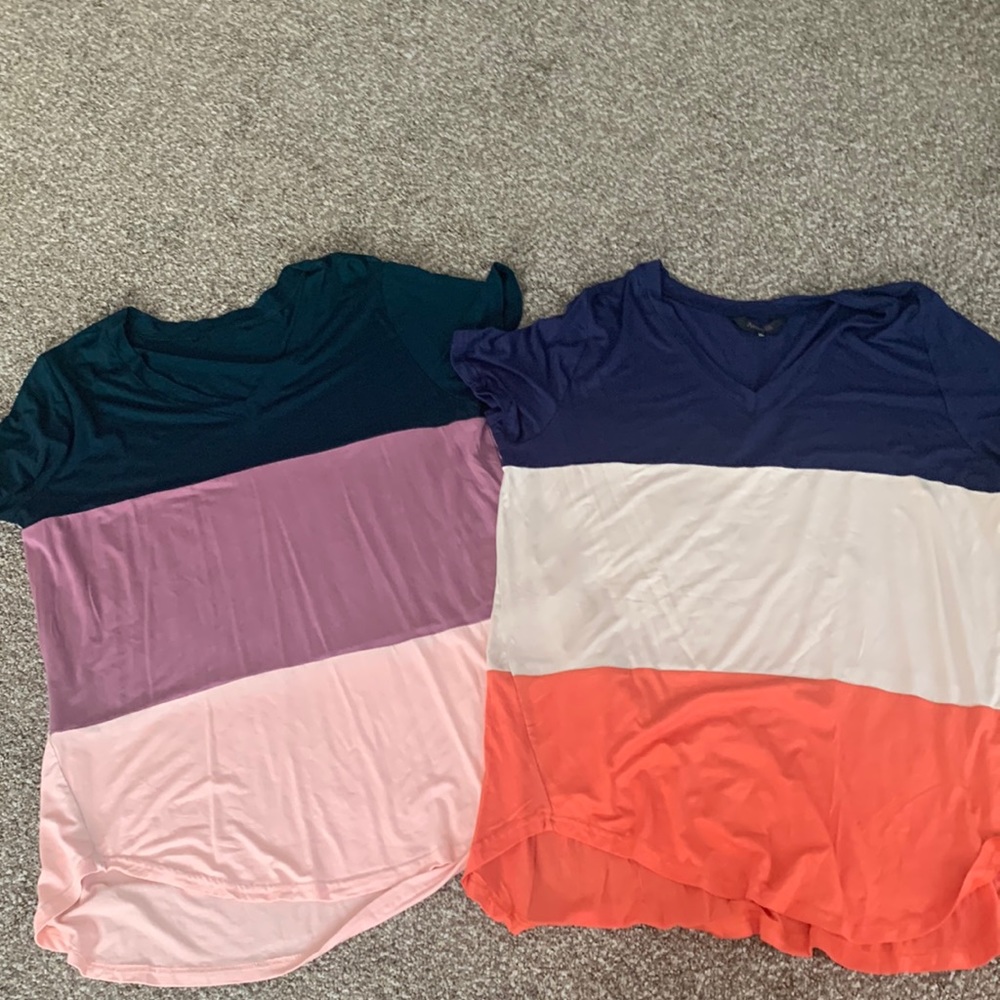 Women’s soft v neck tee color block xl (2)
